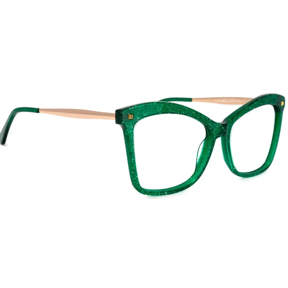 Zelool Prescription-5.00 Glitter Gold & Kelly Green Large Frame Fashion … - Picture 4 of 13